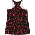 Red Chili Peppers Pattern Print Women's Racerback Tank Top