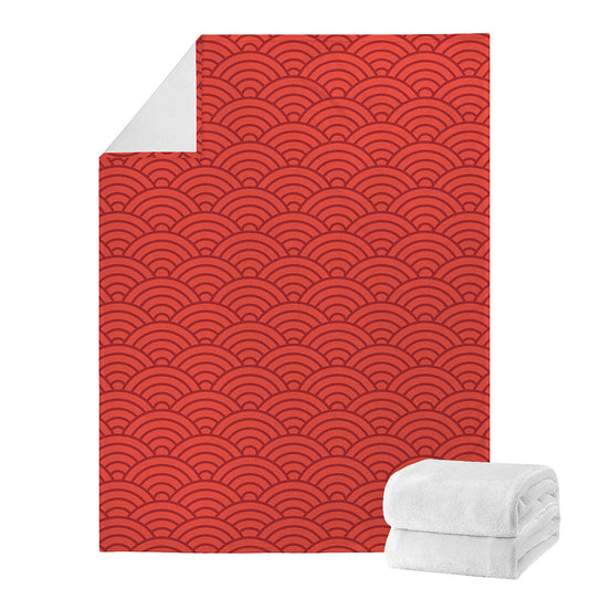 Red Chinese Pattern Print Blanket