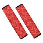 Red Chinese Pattern Print Car Seat Belt Covers