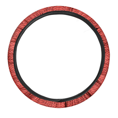 Red Chinese Pattern Print Car Steering Wheel Cover