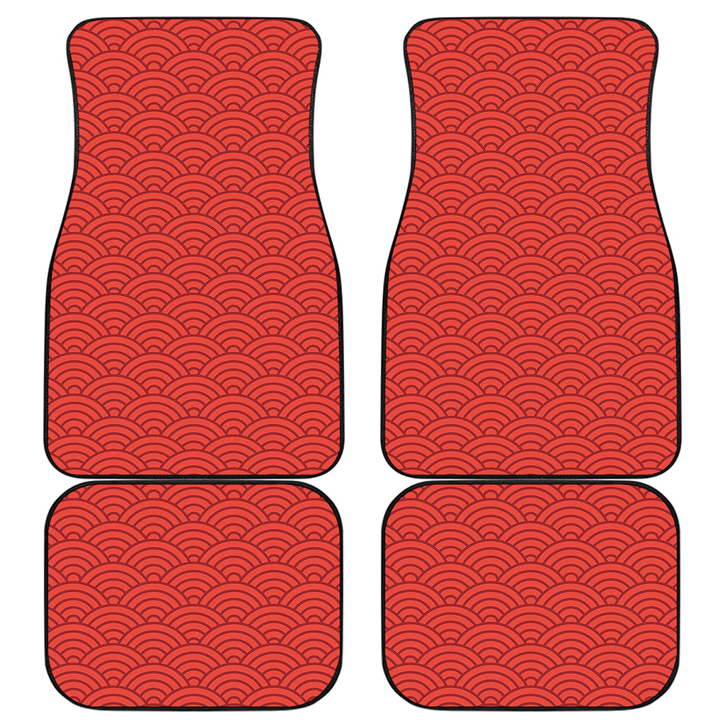 Red Chinese Pattern Print Front and Back Car Floor Mats