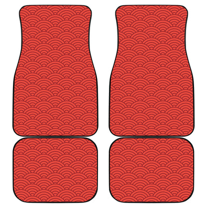 Red Chinese Pattern Print Front and Back Car Floor Mats