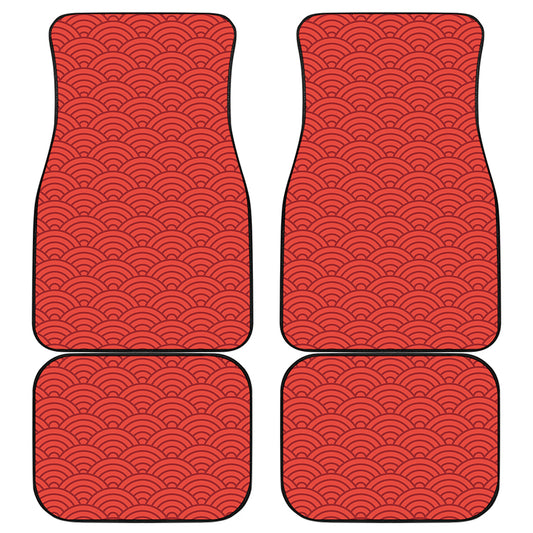 Red Chinese Pattern Print Front and Back Car Floor Mats