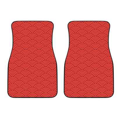 Red Chinese Pattern Print Front Car Floor Mats