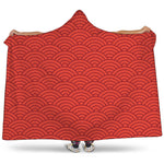 Red Chinese Pattern Print Hooded Blanket