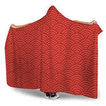 Red Chinese Pattern Print Hooded Blanket