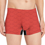 Red Chinese Pattern Print Men's Boxer Briefs