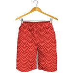 Red Chinese Pattern Print Men's Shorts