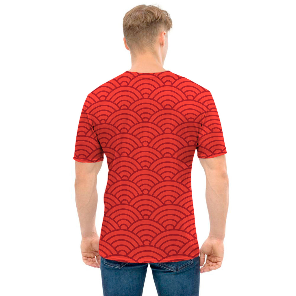 Red Chinese Pattern Print Men's T-Shirt
