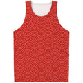 Red Chinese Pattern Print Men's Tank Top