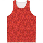 Red Chinese Pattern Print Men's Tank Top