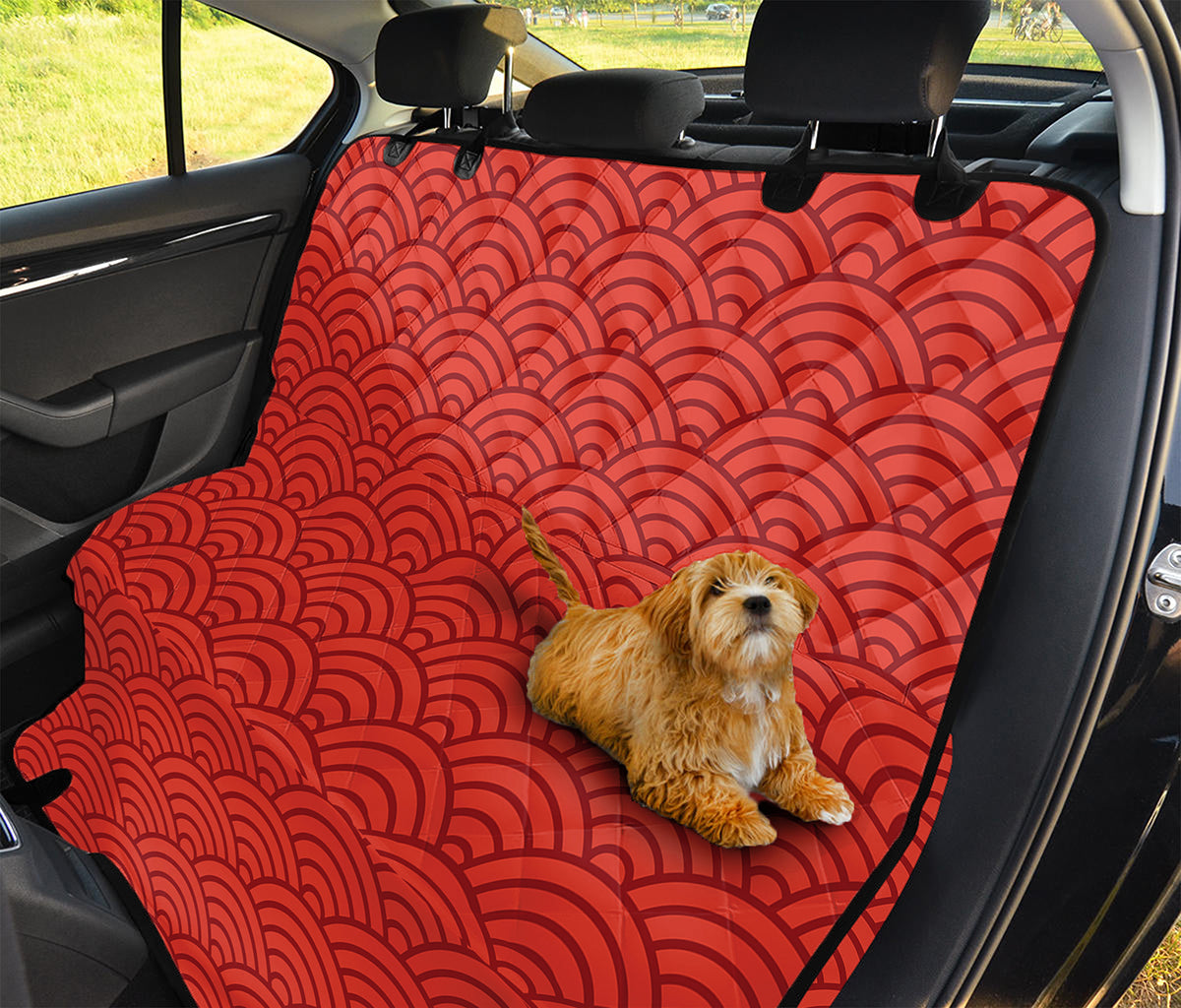 Red Chinese Pattern Print Pet Car Back Seat Cover