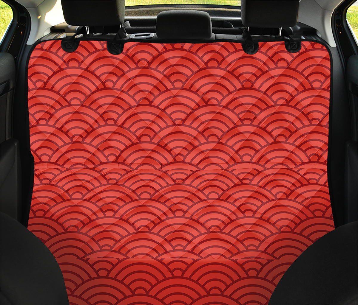 Red Chinese Pattern Print Pet Car Back Seat Cover