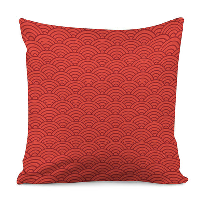 Red Chinese Pattern Print Pillow Cover