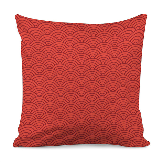 Red Chinese Pattern Print Pillow Cover