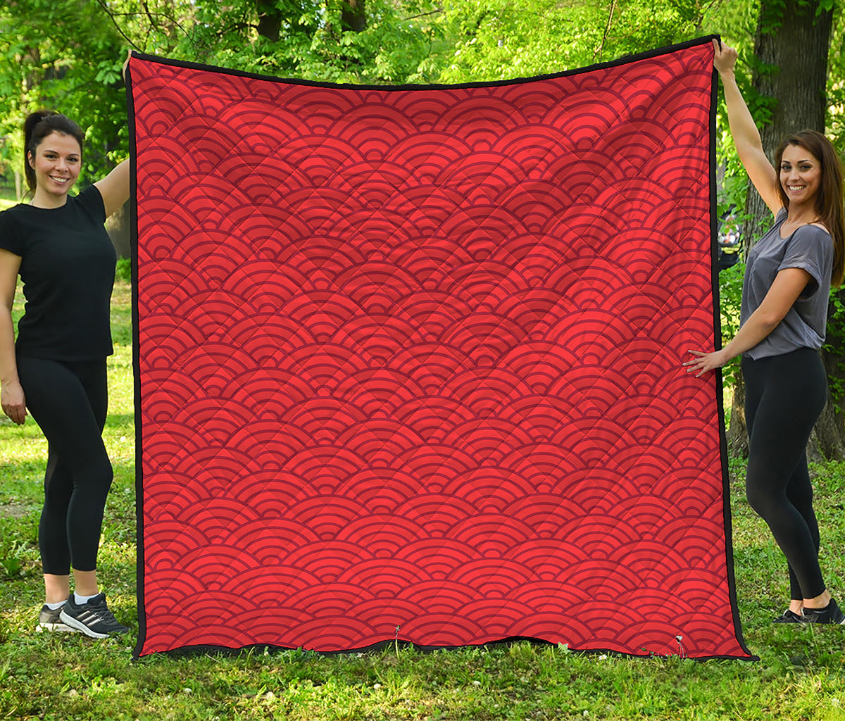 Red Chinese Pattern Print Quilt