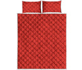 Red Chinese Pattern Print Quilt Bed Set