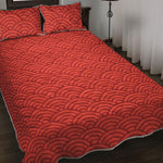 Red Chinese Pattern Print Quilt Bed Set