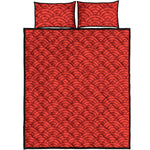 Red Chinese Pattern Print Quilt Bed Set