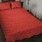 Red Chinese Pattern Print Quilt Bed Set