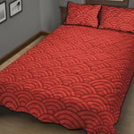 Red Chinese Pattern Print Quilt Bed Set