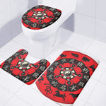 Red Chinese Zodiac Wheel Print 3 Piece Bath Mat Set