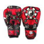 Red Chinese Zodiac Wheel Print Boxing Gloves
