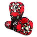 Red Chinese Zodiac Wheel Print Boxing Gloves