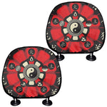 Red Chinese Zodiac Wheel Print Car Headrest Covers