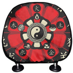 Red Chinese Zodiac Wheel Print Car Headrest Covers