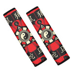 Red Chinese Zodiac Wheel Print Car Seat Belt Covers