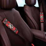 Red Chinese Zodiac Wheel Print Car Seat Belt Covers