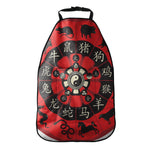 Red Chinese Zodiac Wheel Print Car Seat Organizers