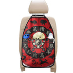 Red Chinese Zodiac Wheel Print Car Seat Organizers