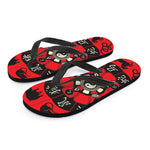 Red Chinese Zodiac Wheel Print Flip Flops