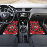 Red Chinese Zodiac Wheel Print Front and Back Car Floor Mats