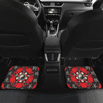 Red Chinese Zodiac Wheel Print Front and Back Car Floor Mats