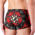 Red Chinese Zodiac Wheel Print Men's Boxer Briefs