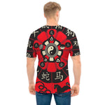 Red Chinese Zodiac Wheel Print Men's T-Shirt