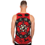 Red Chinese Zodiac Wheel Print Men's Tank Top
