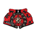 Red Chinese Zodiac Wheel Print Muay Thai Boxing Shorts