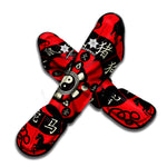 Red Chinese Zodiac Wheel Print Muay Thai Shin Guard