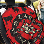 Red Chinese Zodiac Wheel Print Pet Car Back Seat Cover