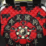 Red Chinese Zodiac Wheel Print Pet Car Back Seat Cover
