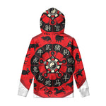 Red Chinese Zodiac Wheel Print Pullover Hoodie
