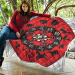Red Chinese Zodiac Wheel Print Quilt