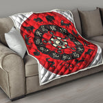 Red Chinese Zodiac Wheel Print Quilt
