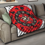 Red Chinese Zodiac Wheel Print Quilt