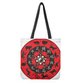 Red Chinese Zodiac Wheel Print Tote Bag