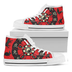 Red Chinese Zodiac Wheel Print White High Top Shoes